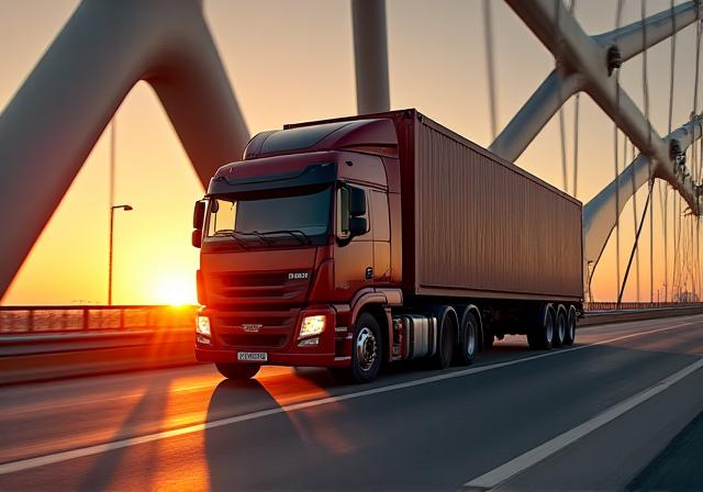 Heavy hauling truck on road