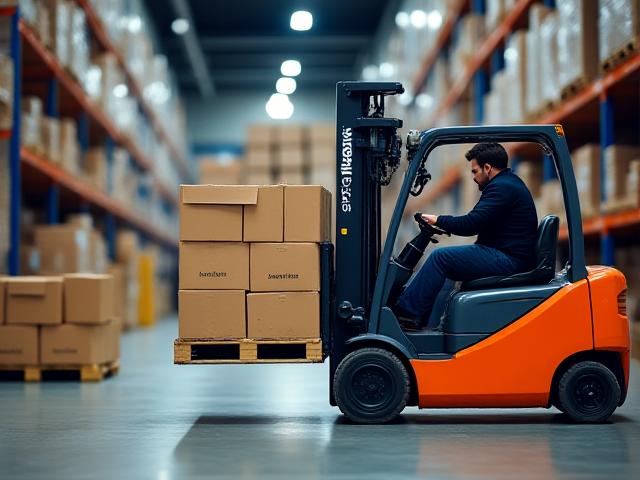 Forklift operator managing freight in a Georgia warehouse